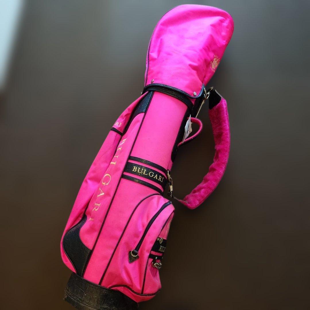 希少　BVLGARI ブルガリ　高級キャディバッグ 　ロゴ刺繍　ピンク