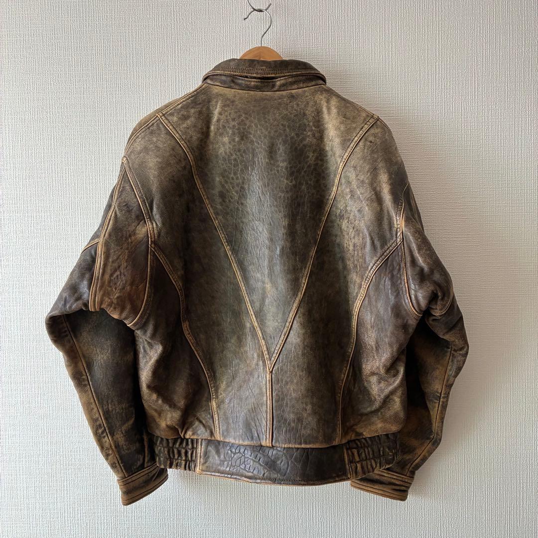 80's ヴィンテージ レザー ボンバージャケット ブラウン A-2 G-1