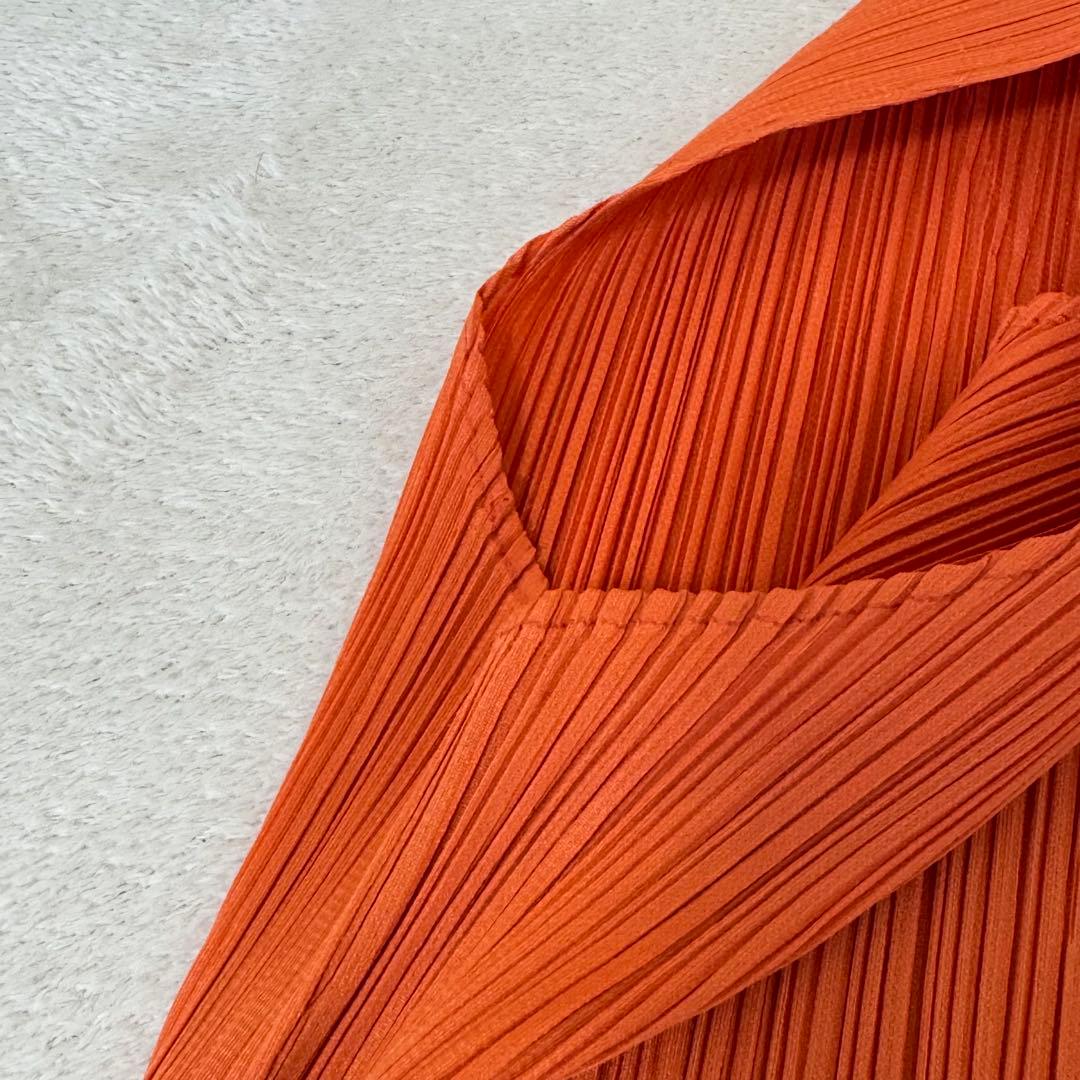 美品✨PLEATS PLEASE プリーツ　ロングワンピース　オレンジ　スリット