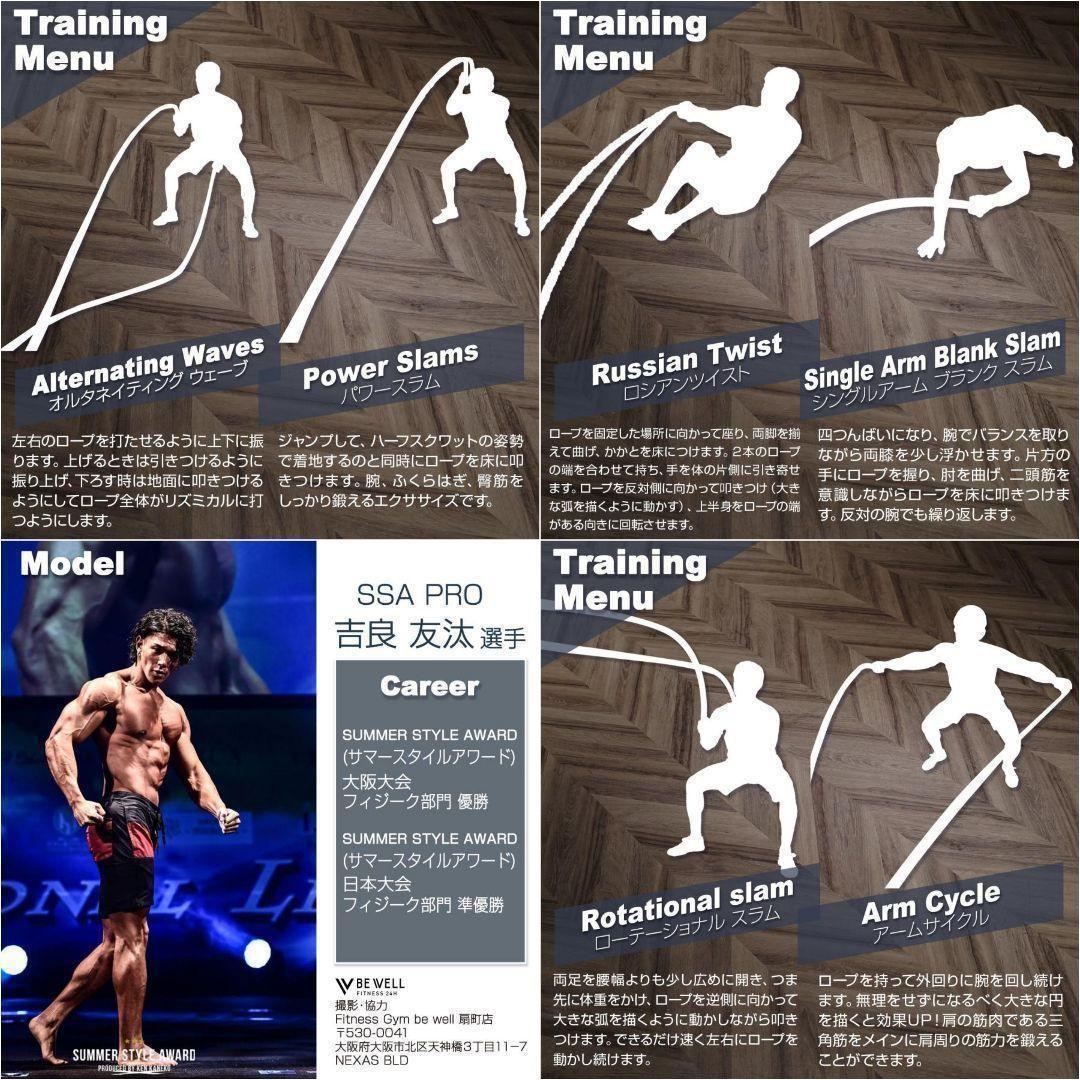 トレーニングロープ バトルロープ 50mm x 長さ9m プログレード付　0