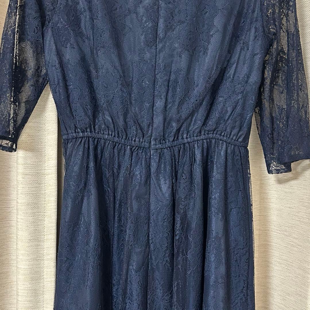 AIMER プチハイネック　5分袖レースパーティードレス　結婚式　オケージョン