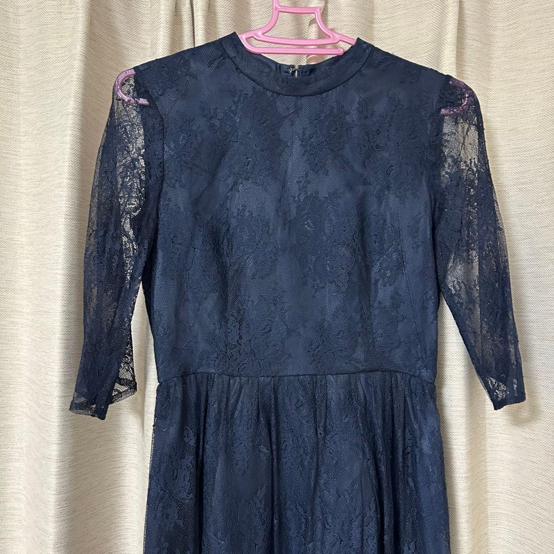 AIMER プチハイネック　5分袖レースパーティードレス　結婚式　オケージョン