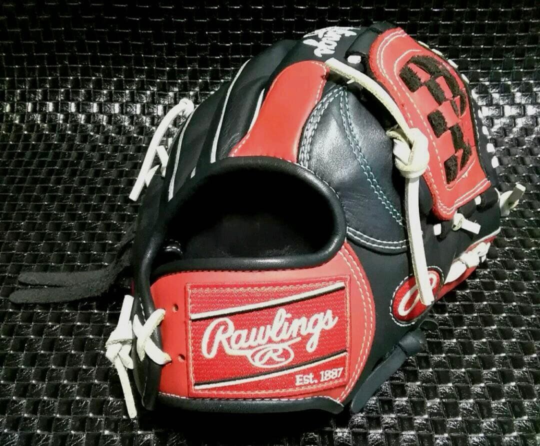 Rawlings 軟式グローブ 赤黒 チェックパターン