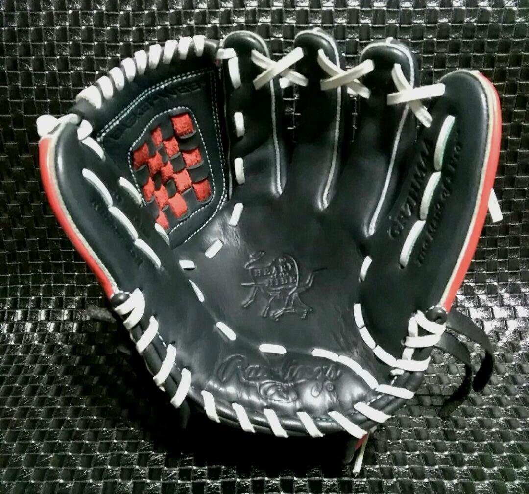 Rawlings 軟式グローブ 赤黒 チェックパターン