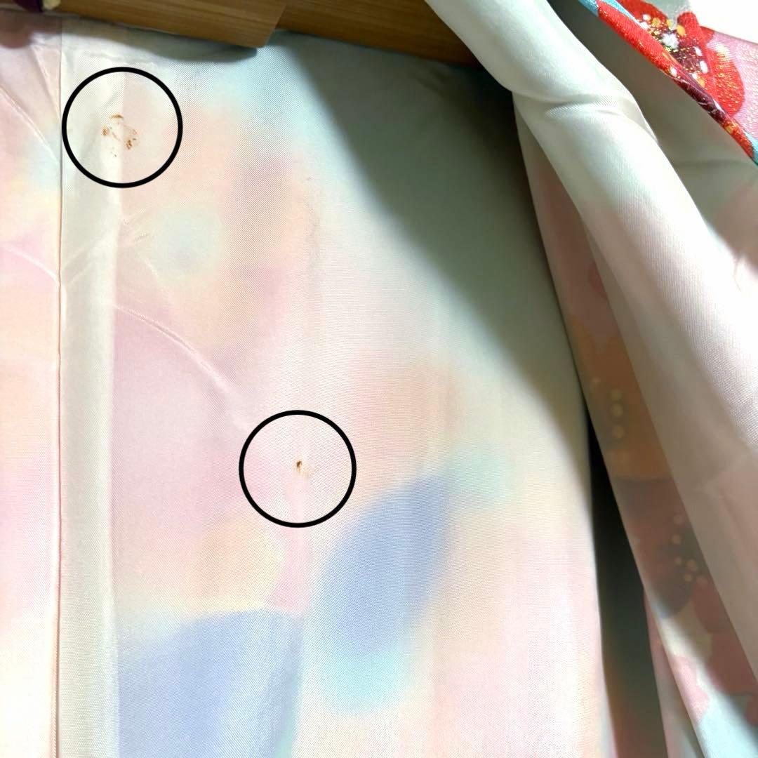 【舞台衣装】 引き振袖 オーロラ金属糸 金駒刺繍 袷 広衿 身丈約184cm