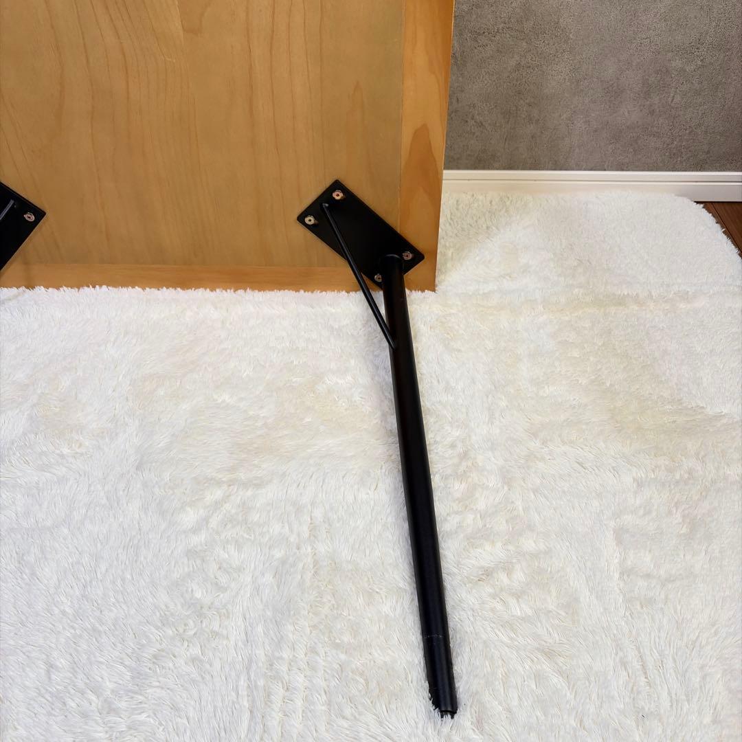 ヘリンボーン ダイニングテーブル 幅80cm 2人用 アイアン脚 木製 カフェ風