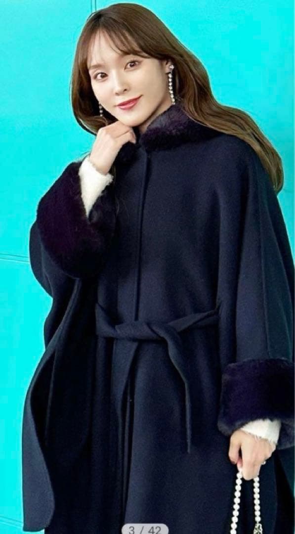 美品CELFORD/セルフォード ファーポンチョコート