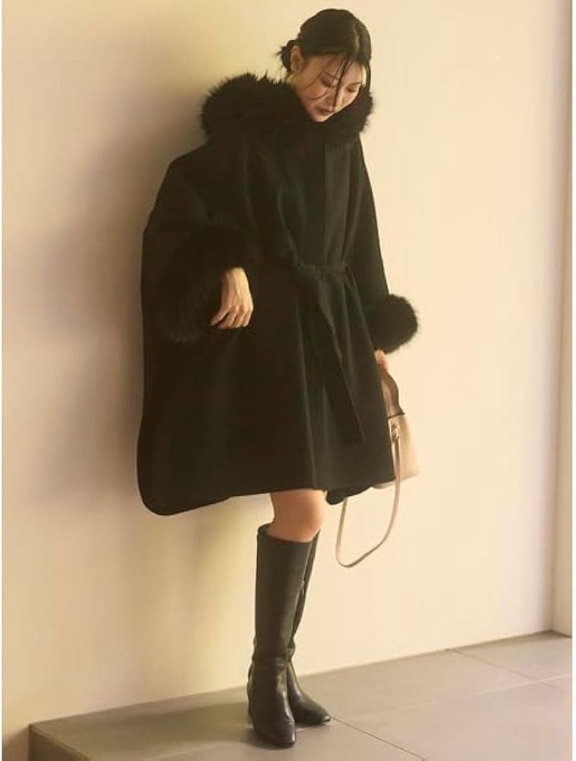 美品CELFORD/セルフォード ファーポンチョコート