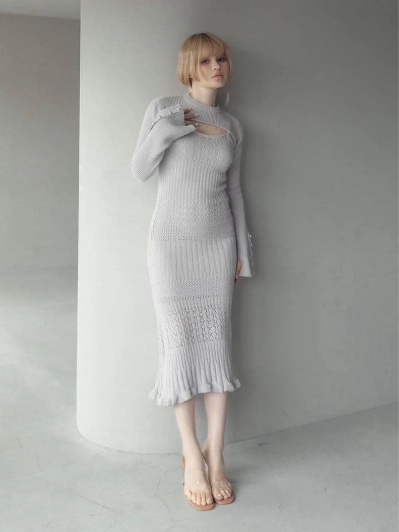 【ANDMARY】Layered crochet dress (LVD, F)