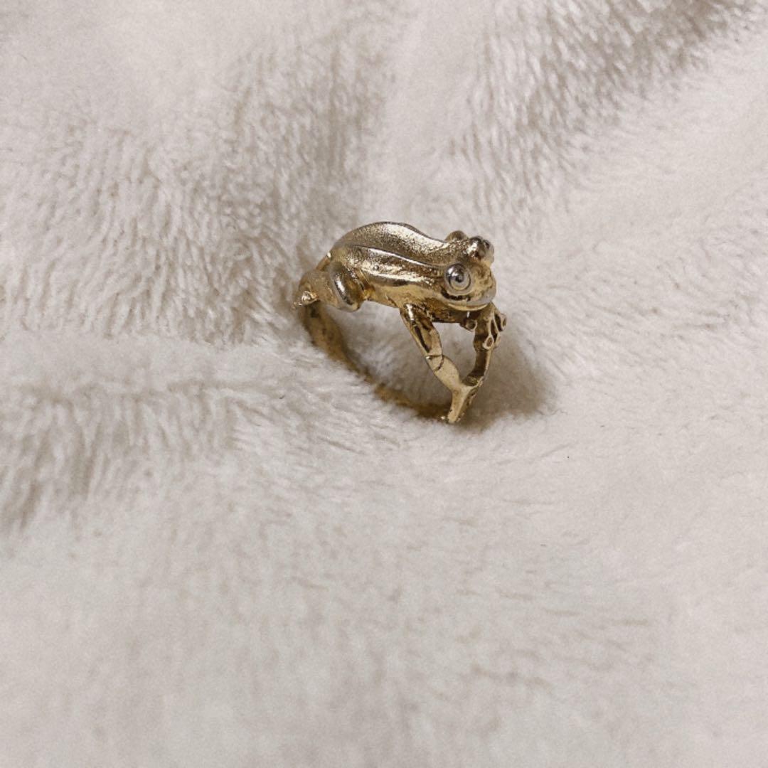 シルバーリング カエル 925ゴールドカラー・ヴィンテージ