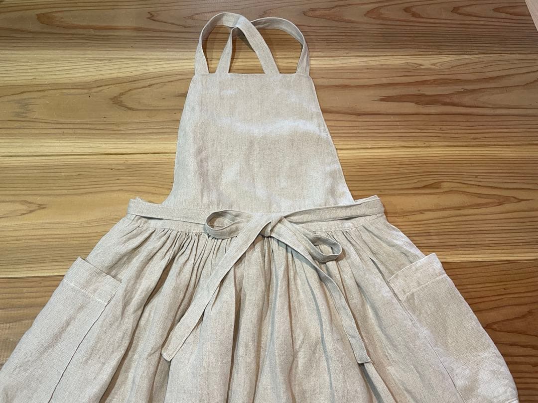 atelier Avenue リネン100% たっぷりギャザー エプロンドレス