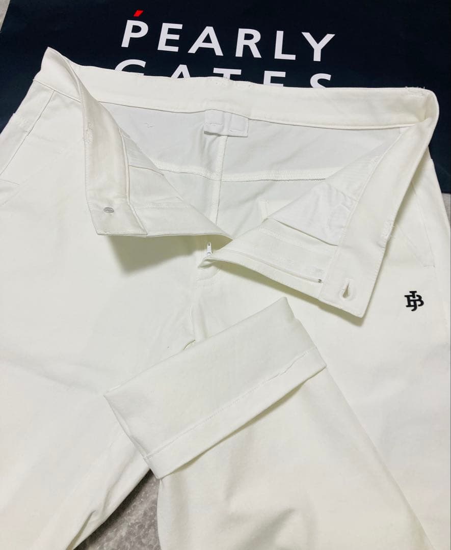 新品 パーリーゲイツ ジャックバニー ストレッチツイルパンツ(6)サイズLL/白
