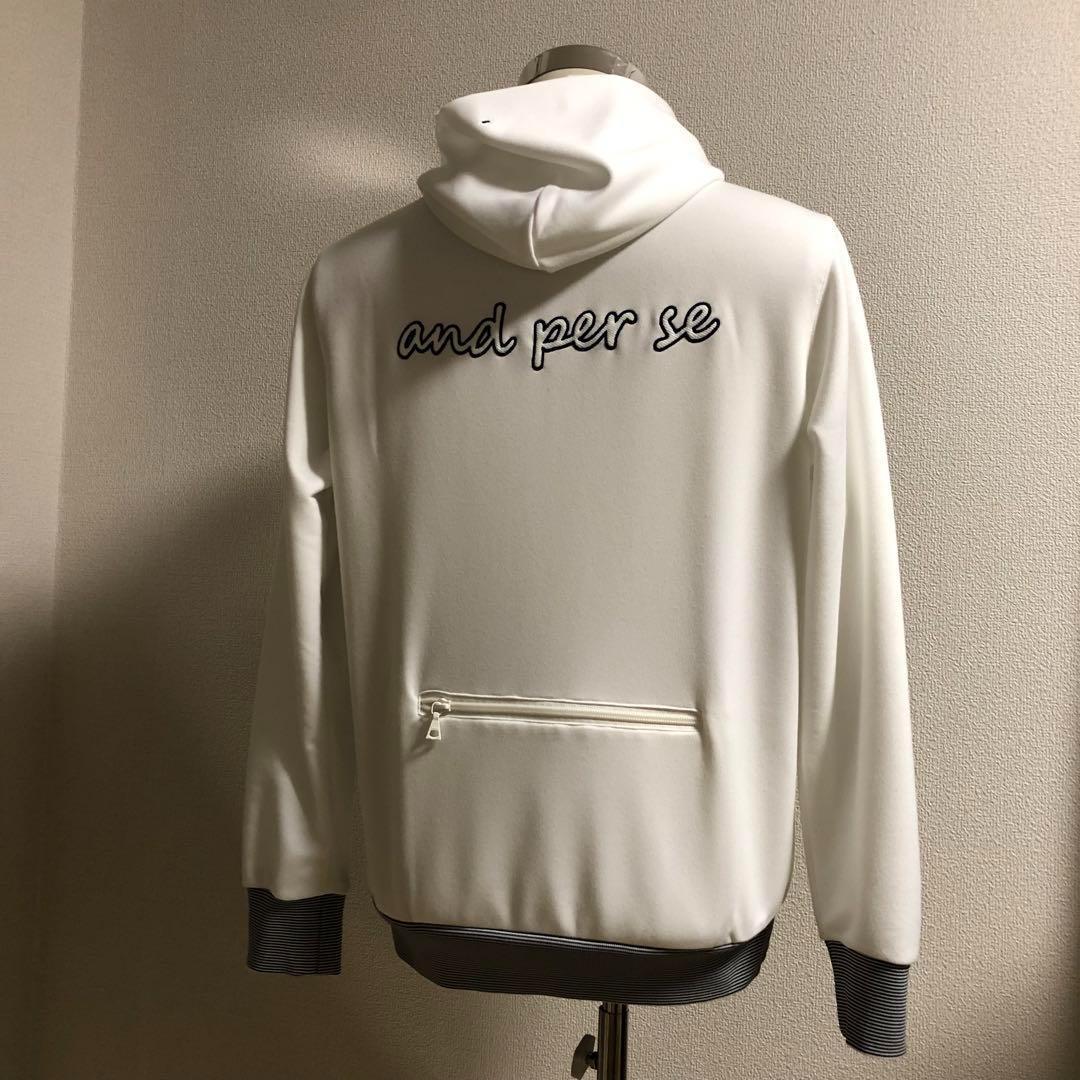 アンパシィ★ダブルジップ ハイブリッド パーカー ホワイト Lサイズ