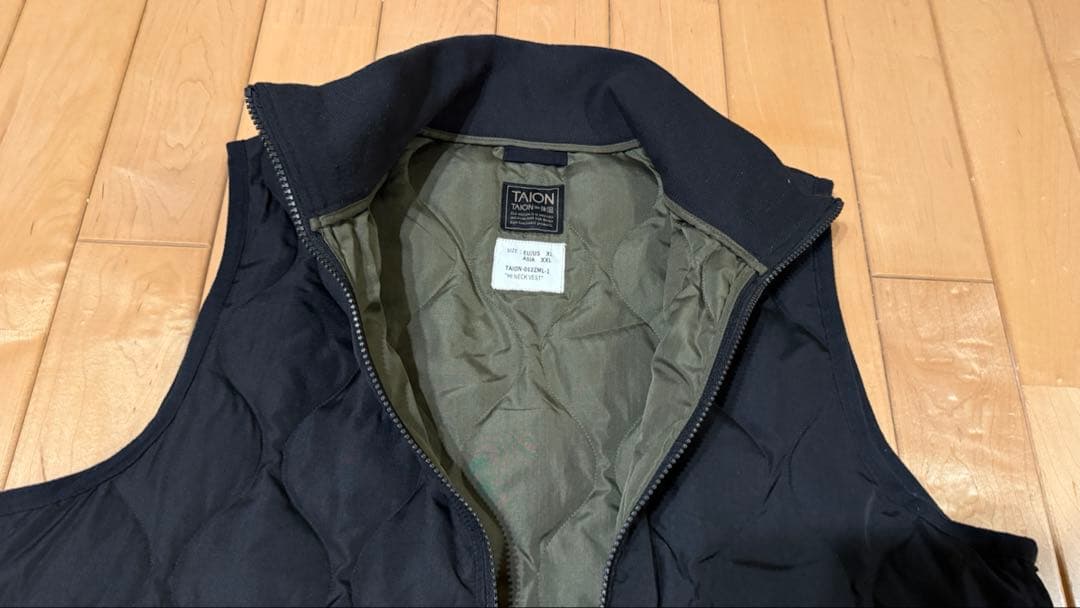 TAION ミリタリー リブハイネックWジップ ダウンベスト　サイズXXL