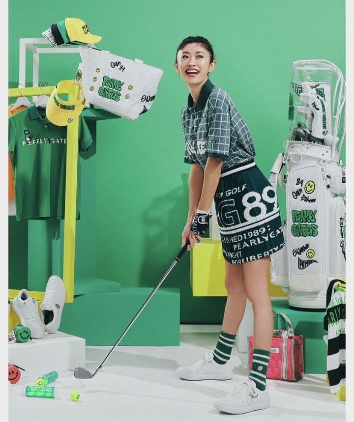 パーリーゲイツ ギンガムチェック テーラードジャケット 麻混 春 ゴルフ