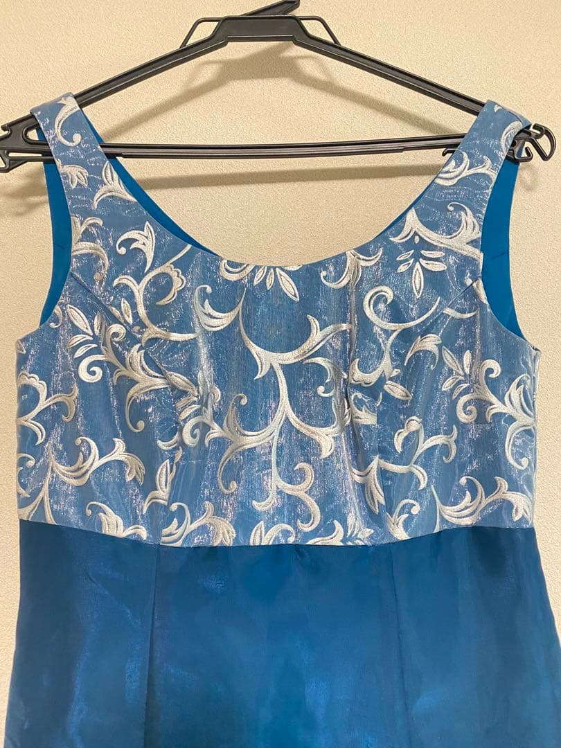 【美品】フラダンス　ブルー　ロングドレス　S〜Mサイズ