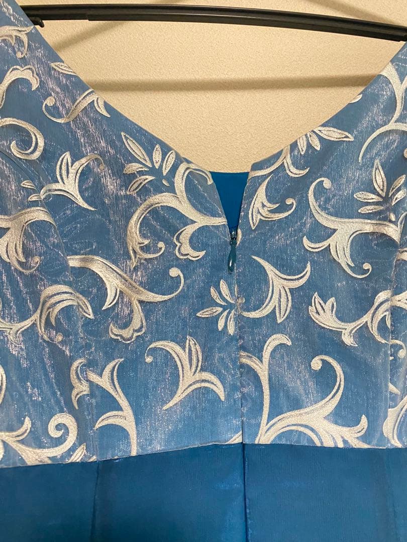 【美品】フラダンス　ブルー　ロングドレス　S〜Mサイズ