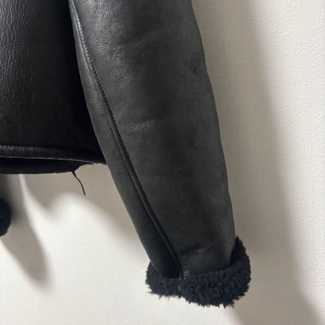 90's✨リアルムートン　シープスキン　レザージャケット　ダブルライダース　黒