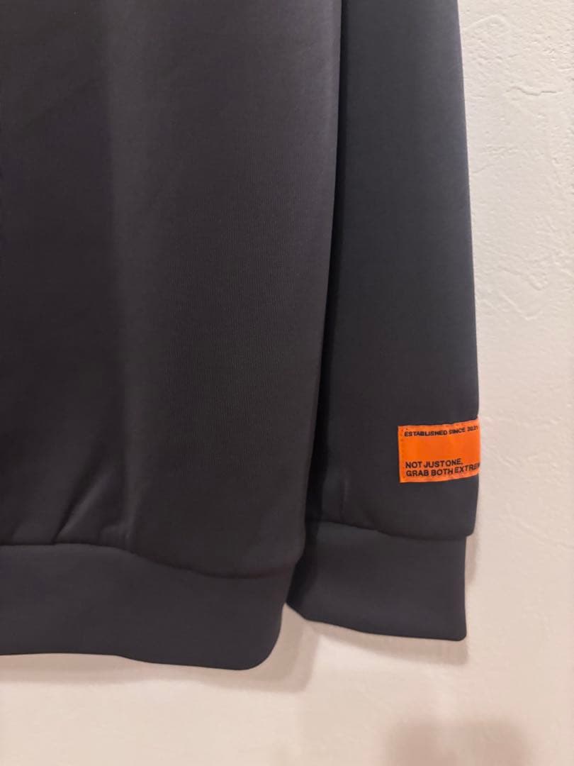 ラフロッグ　バックフレームロゴモックネックシャツ　M グレー