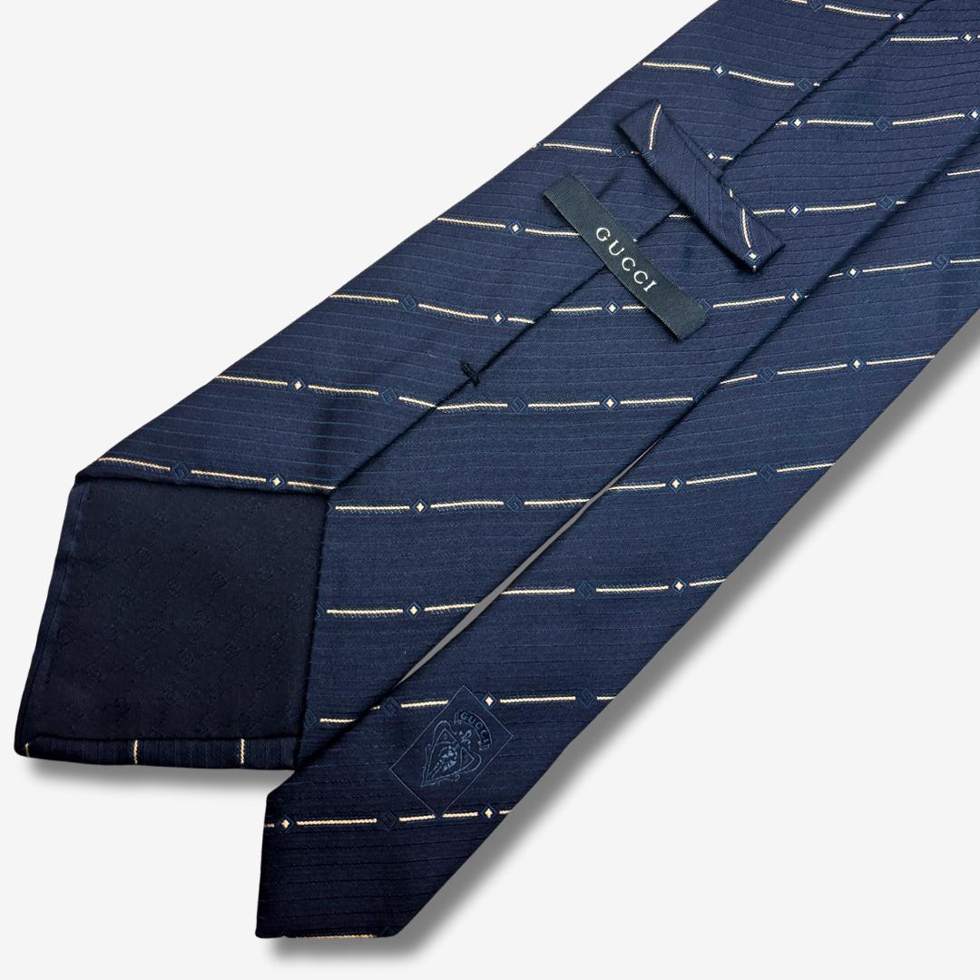 GUCCI シルクネクタイ ストライプ柄 ネイビー