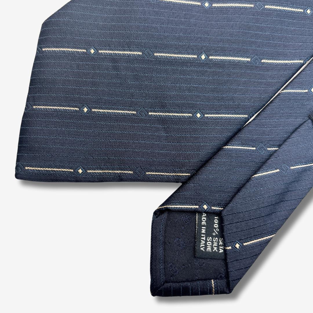 GUCCI シルクネクタイ ストライプ柄 ネイビー