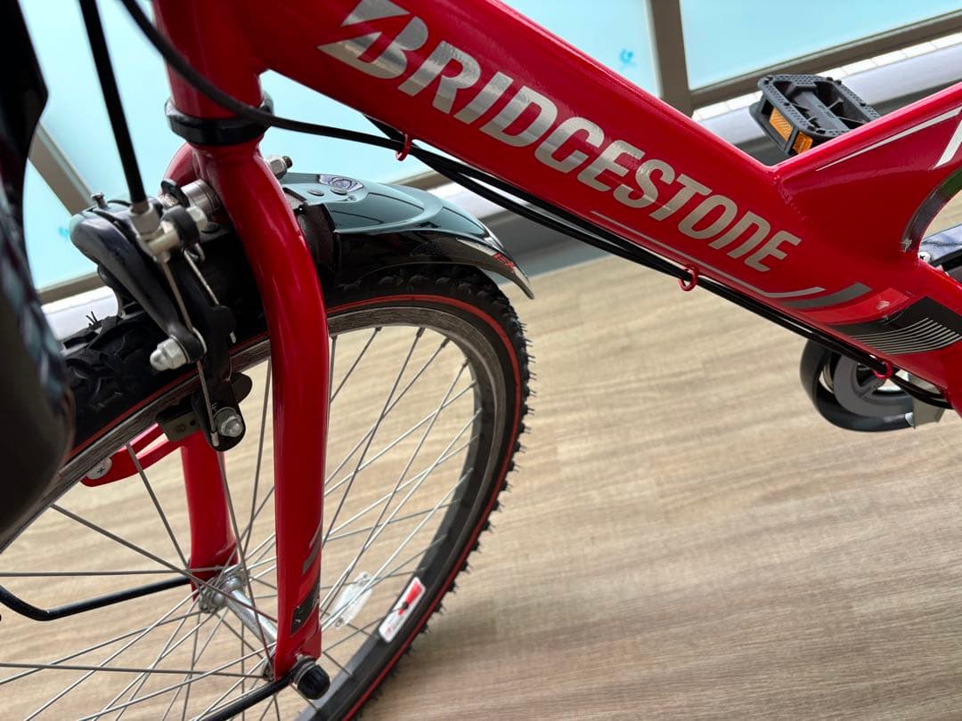 大幅お値下げ‼️ブリヂストン　キッズサイクル レッド 前面バスケット付き