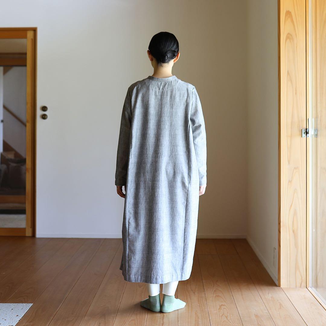 【新品】えみおわす　カフタンロングシャツ（インド綿シャンブレー）