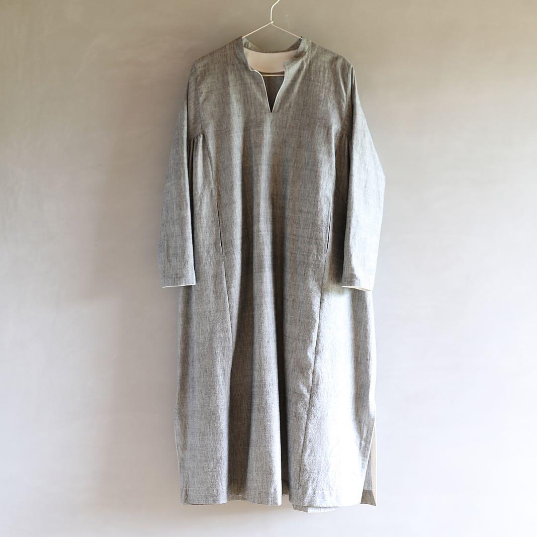 【新品】えみおわす　カフタンロングシャツ（インド綿シャンブレー）