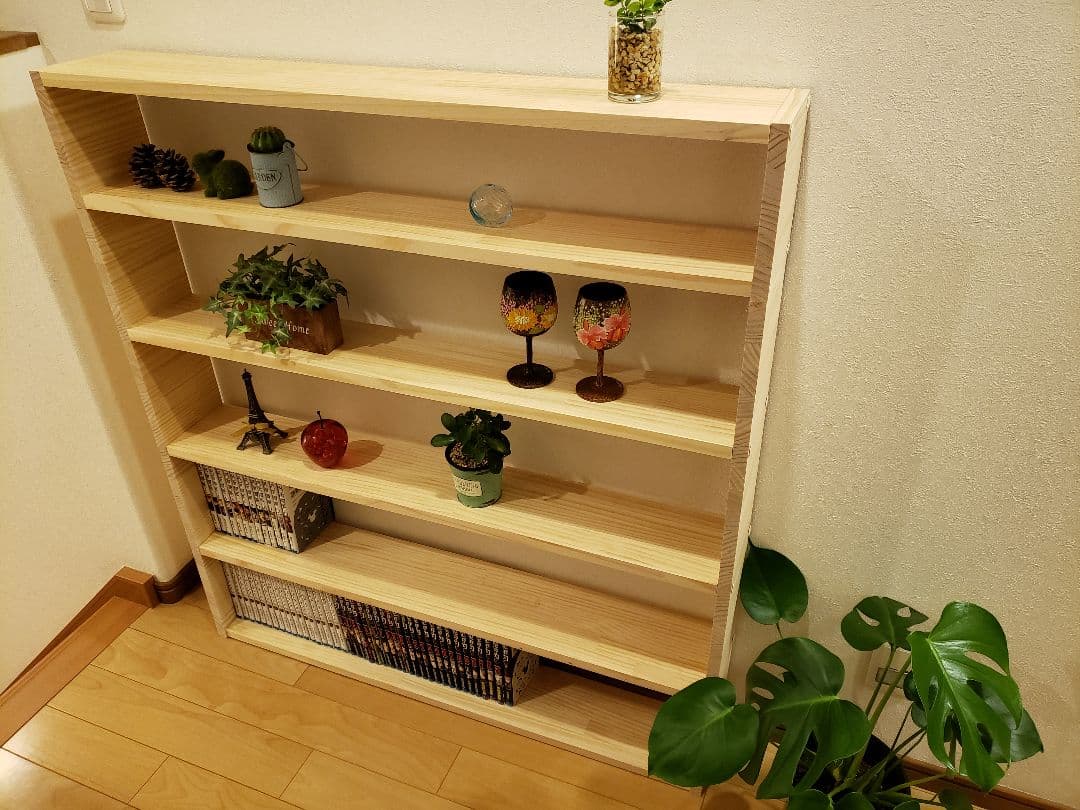 本棚　幅100高110奥行き15　まんが　無垢材 ナチュラル