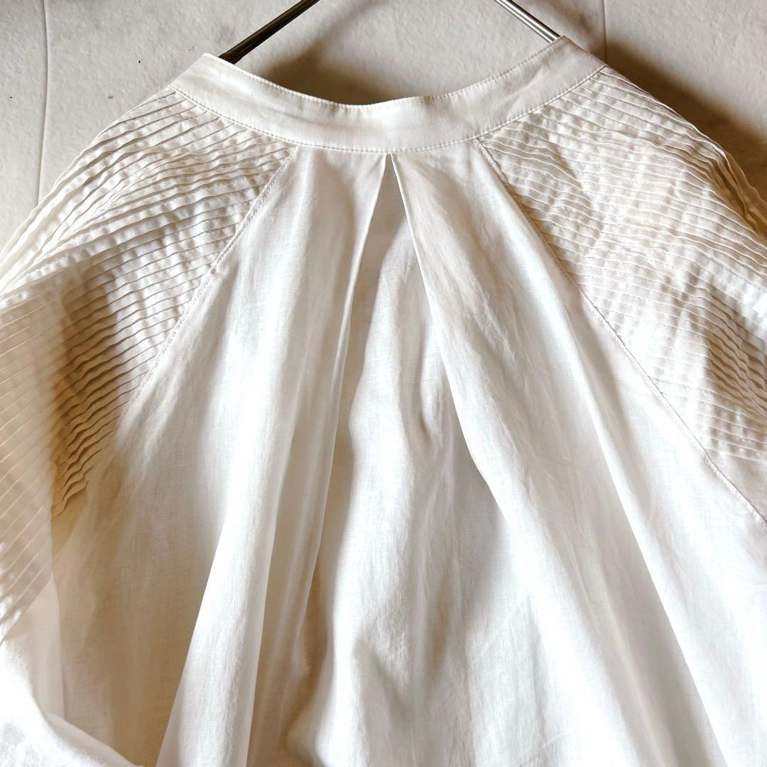 新品タグ付✨コットンローンワンピース　スリードッツ ギャザー ピンタック　フレア