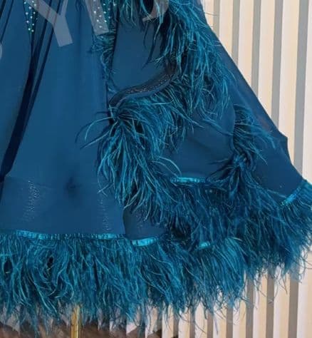 オーダーメイド　社交ダンス衣装　スタンダードドレス オーストリッチ羽根