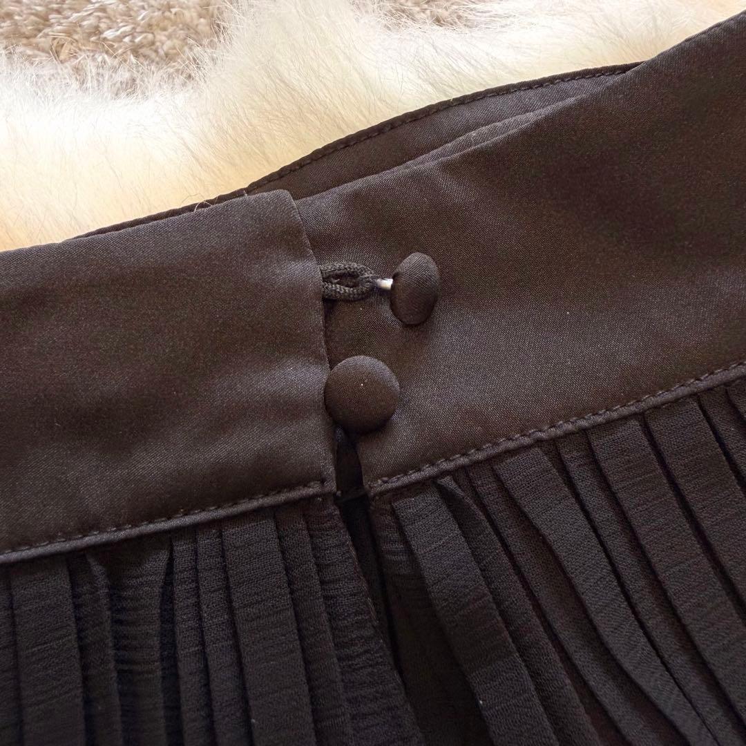 【タグ付き】Sov. プリーツ長袖ブラウス リボン付き ブラック シフォン