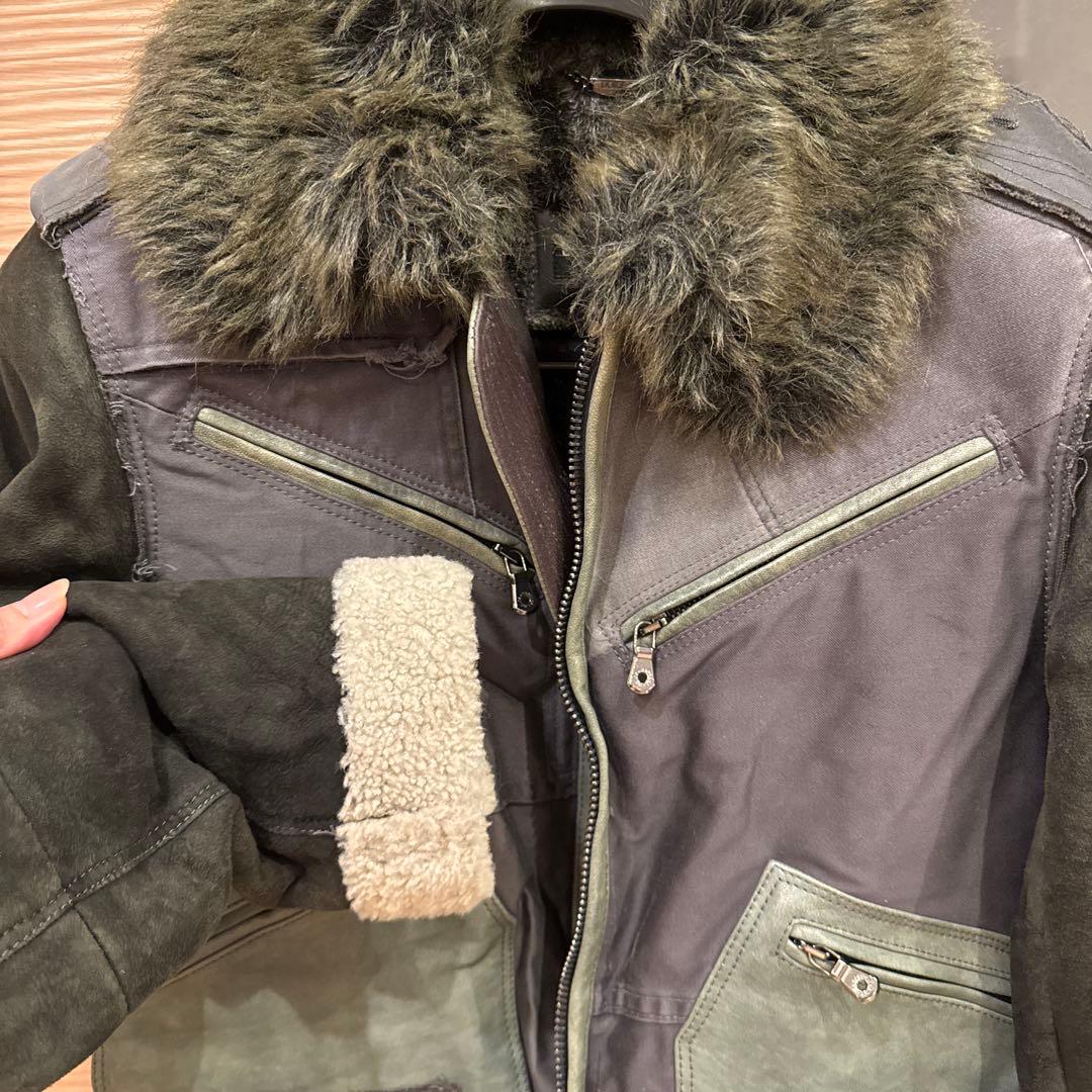 Dolce&Gabbana 裏生地ファー襟付きムートンコンビライダース　44