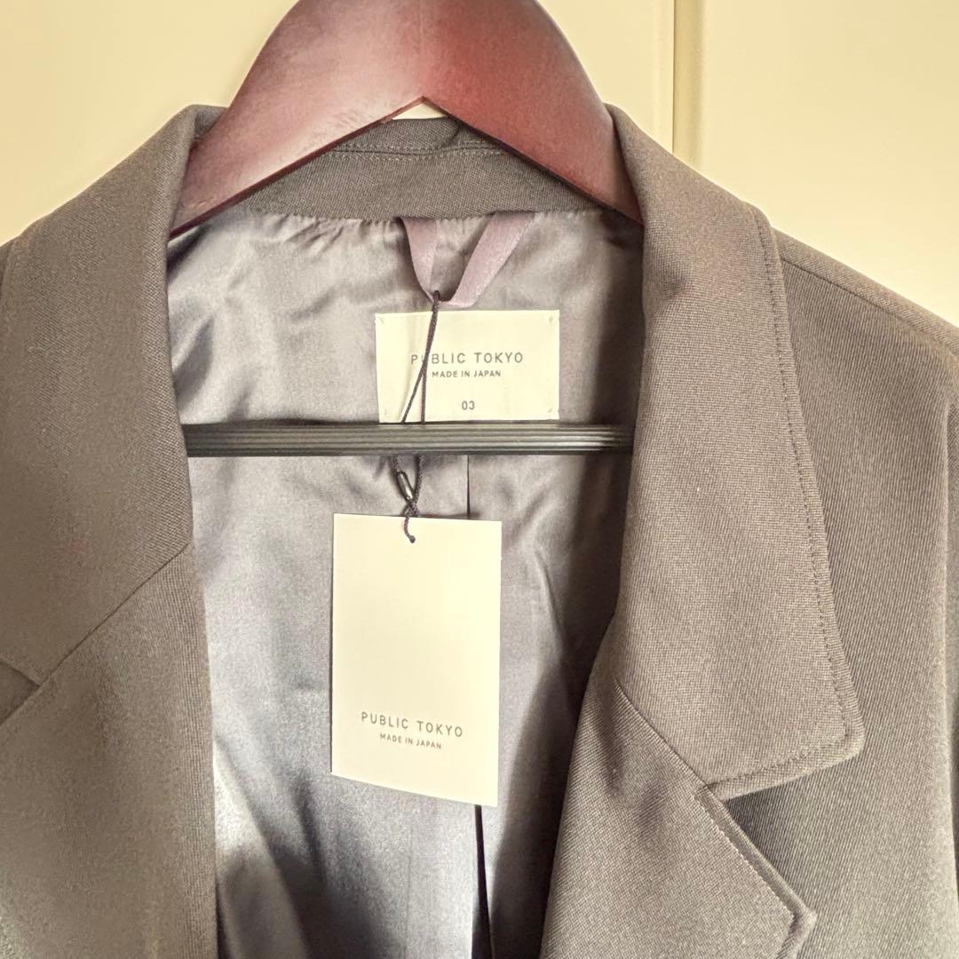 PUBLICTOKYOAQUA WOOLカルゼダブルジャケット+タックスラックス