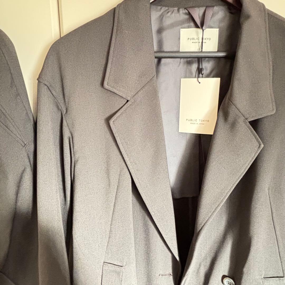 PUBLICTOKYOAQUA WOOLカルゼダブルジャケット+タックスラックス