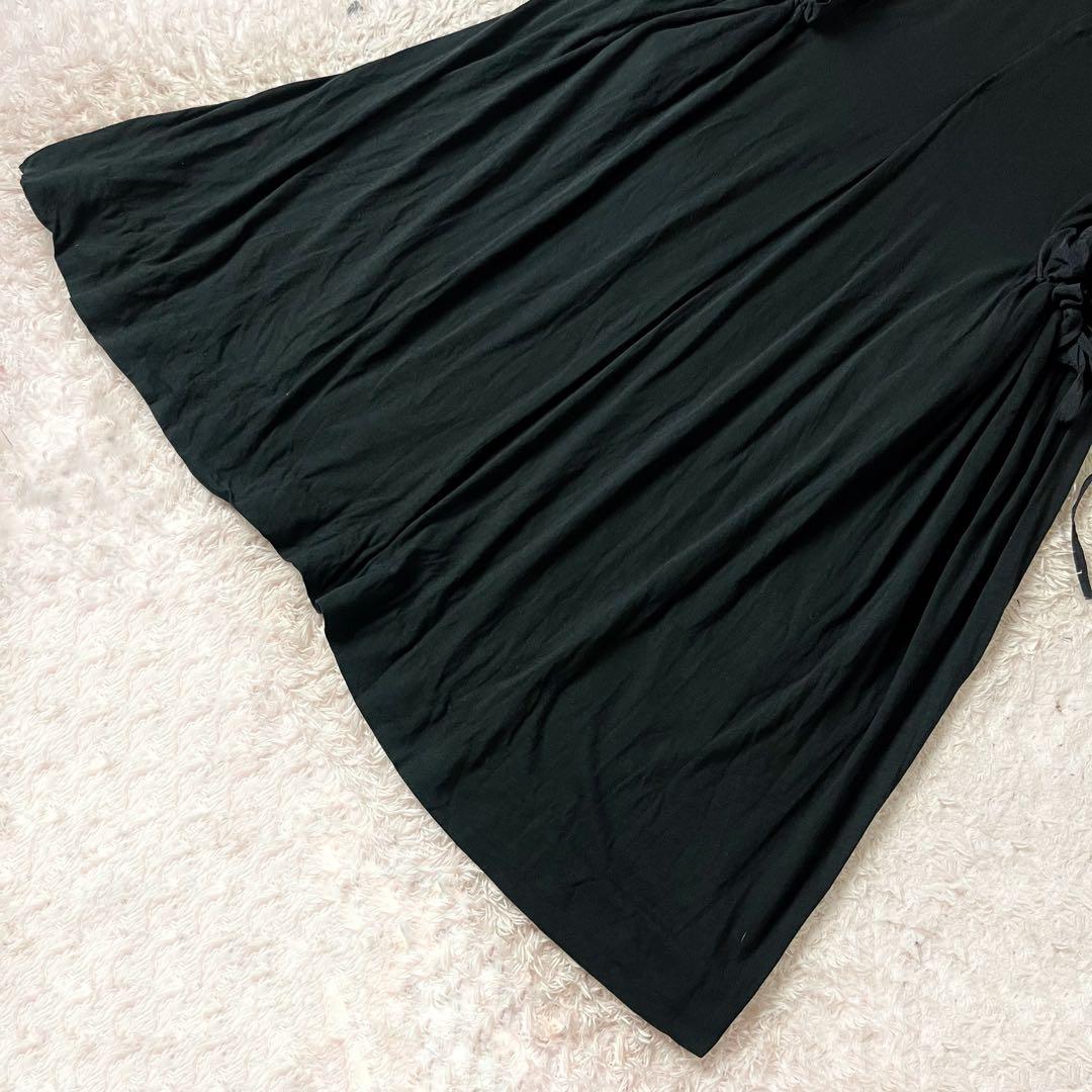 ワイズ ロング ワンピース コットン カシミヤ リボン ブラック 黒 M