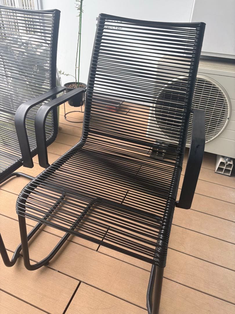 IKEAヴェスマン チェア アームレスト付き 屋外用, ブラック2個