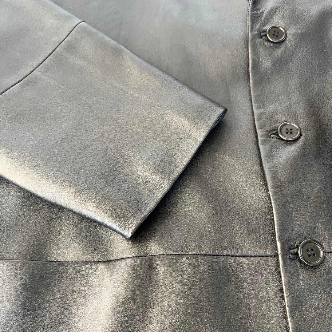 ★再お値下げ【ADOLFO DOMINGUEZ】黒レザーブレザー 3ボタン