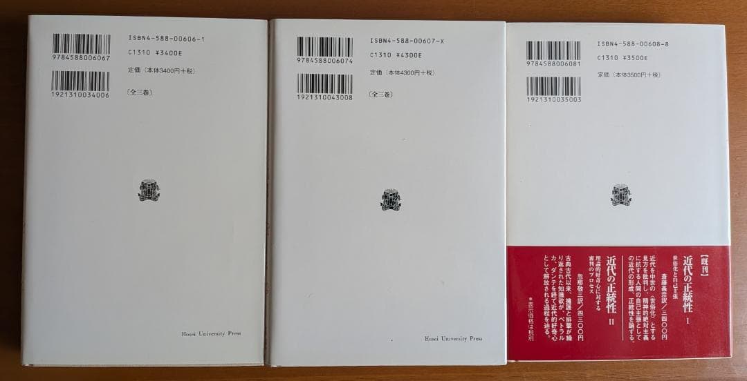 ハンス・ブルーメンベルク『近代の正統性』全３巻（法政大学出版局）