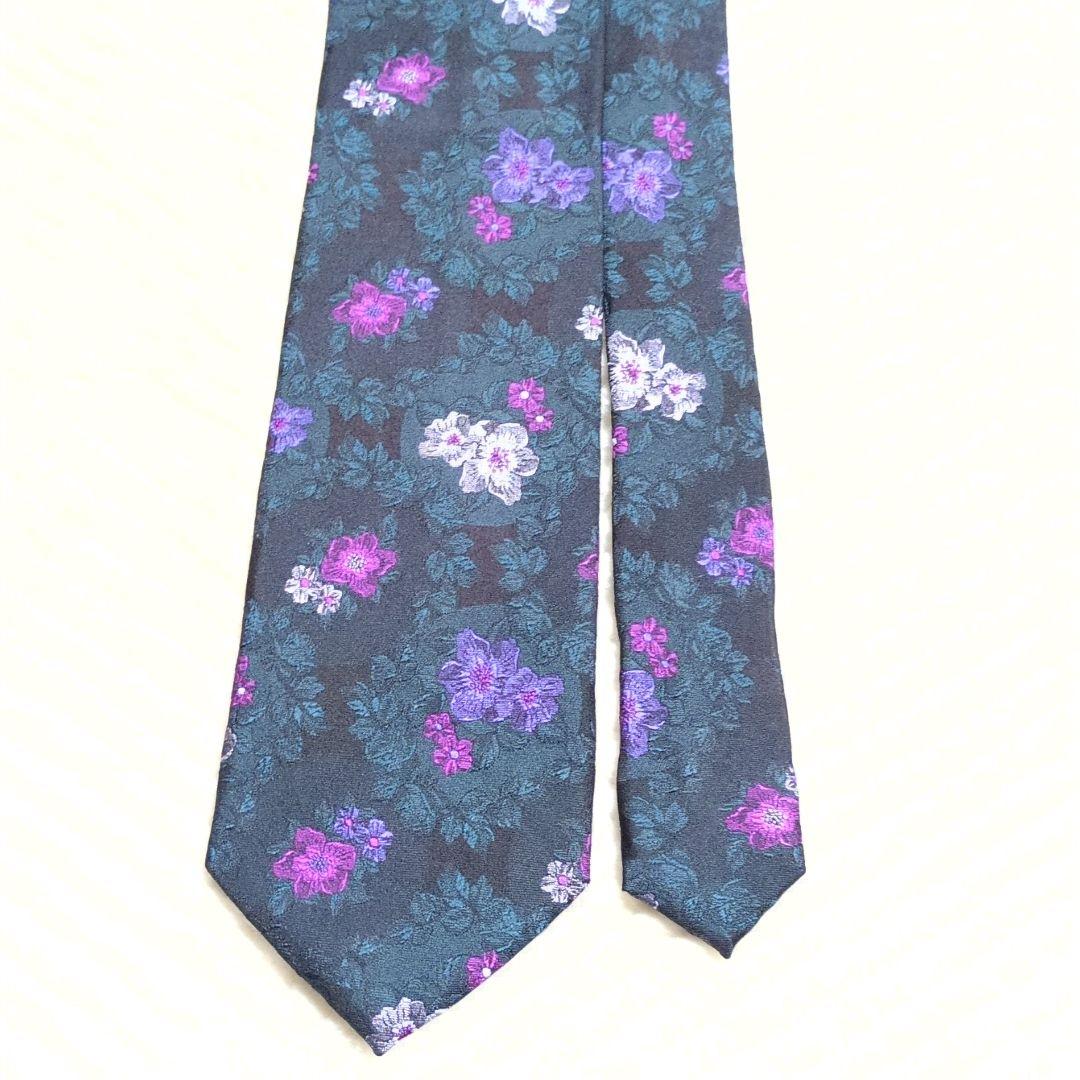 未使用級　KENZO　ネクタイ　花柄　植物柄　ボタニカル　刺繍　卒入学式