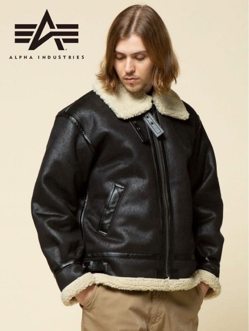 【新品•未使用】ALPHA INDUSTRIES シェルパジャケット ブラック