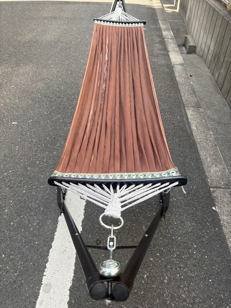 ブラウンハンモック スチールフレーム付き
