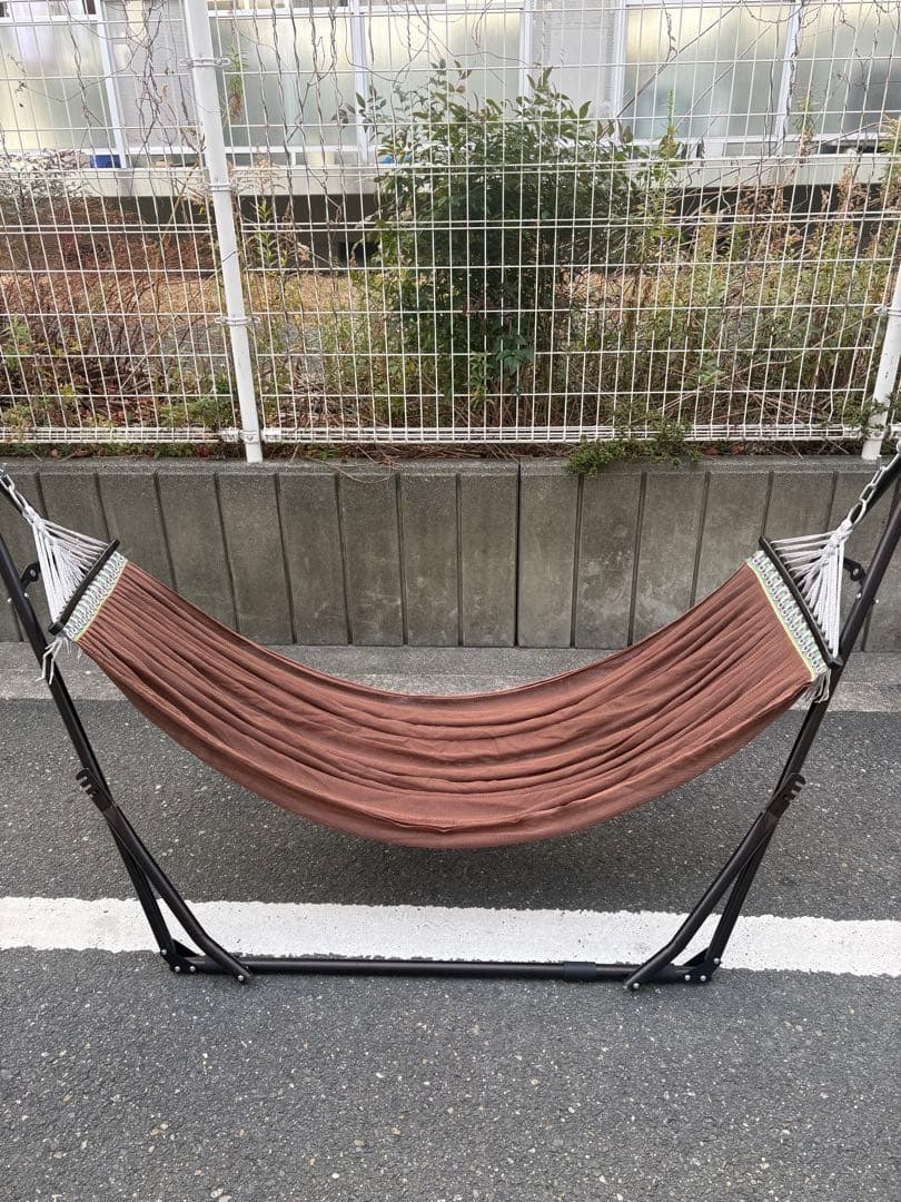 ブラウンハンモック スチールフレーム付き