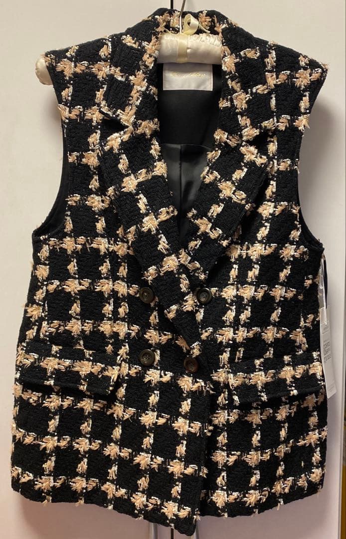 新品[グレースコンチネンタル　25AW フェザーチェックツイードジレ　36