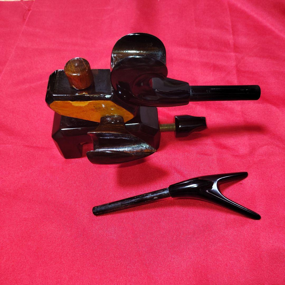 ヘラブナ万力★黒檀欅大砲型万力☆竿枕☆竿置き部左右変更可能です★166