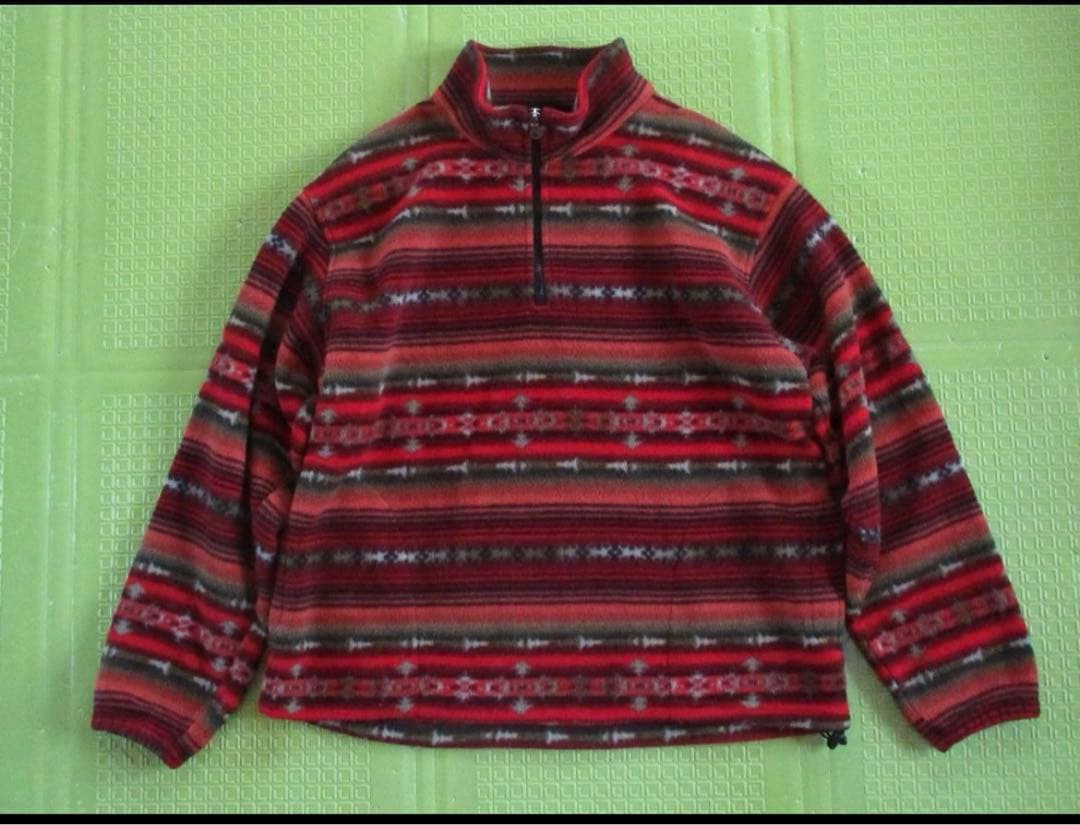 ★美品ランズエンド'90s【usa製】ネイティブ総柄フリースジャケットM