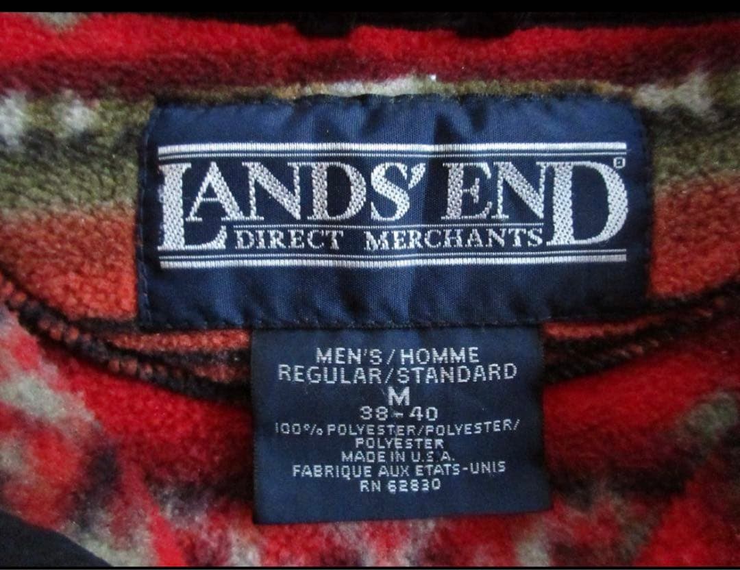 ★美品ランズエンド'90s【usa製】ネイティブ総柄フリースジャケットM