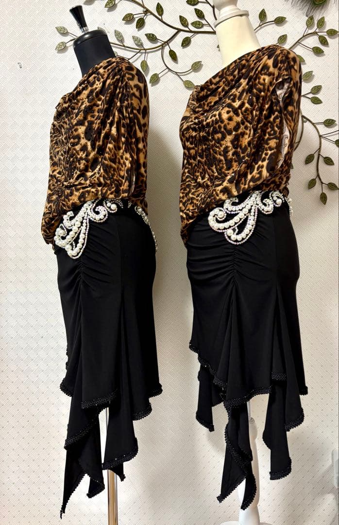 社交ダンス★ダブルス★2セット★パーティー★レッスン★豹柄★M〜L