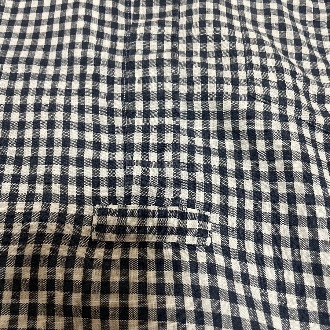 美品 マーガレットハウエル 上質リネンギンガムチェック柄シャツ 麻100% 紺
