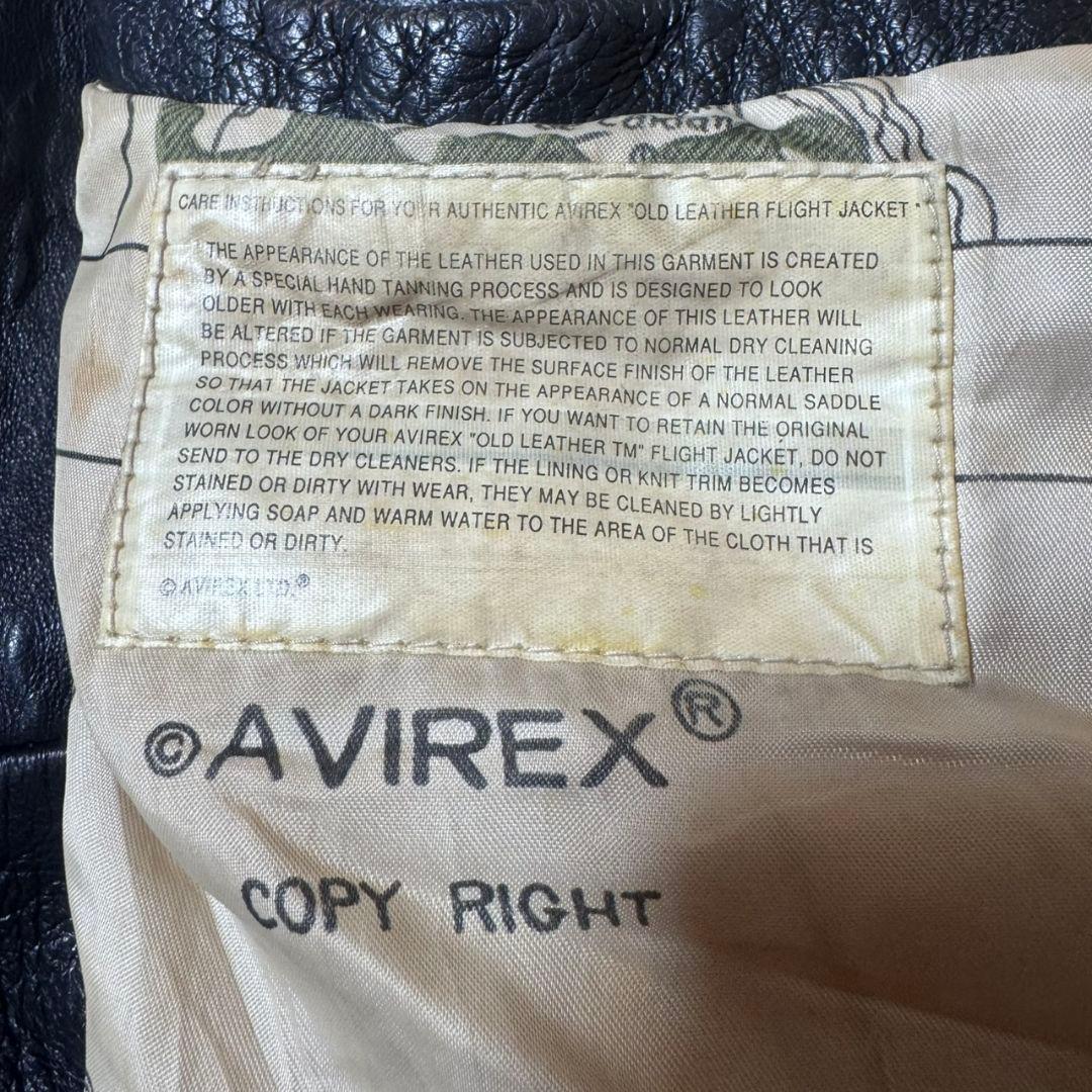 AVIREX G-1 A-2 レザーフライトジャケット 黒 本革 7823